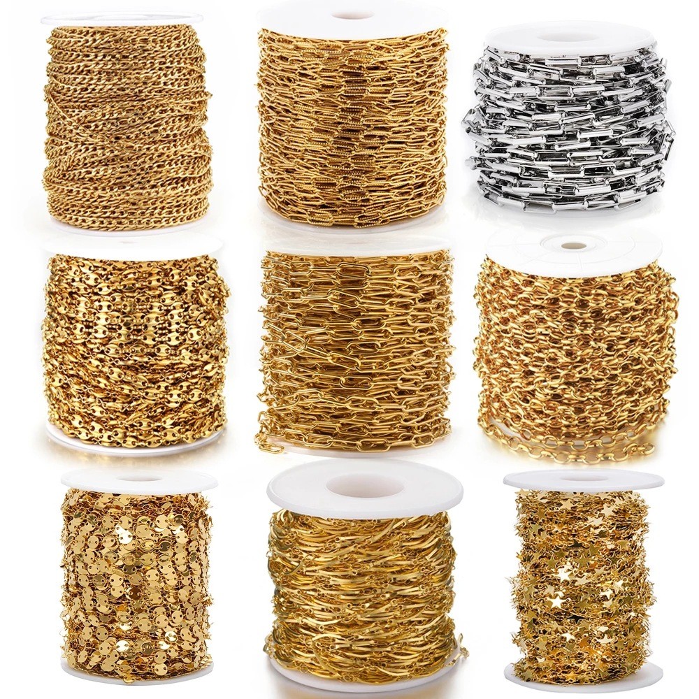 316L สแตนเลสสตีล ลิงค์เชーン สายเงินและ PVD Gold ใช้งานได้ทั้งสร้อยคอและสร้อยข้อมือ