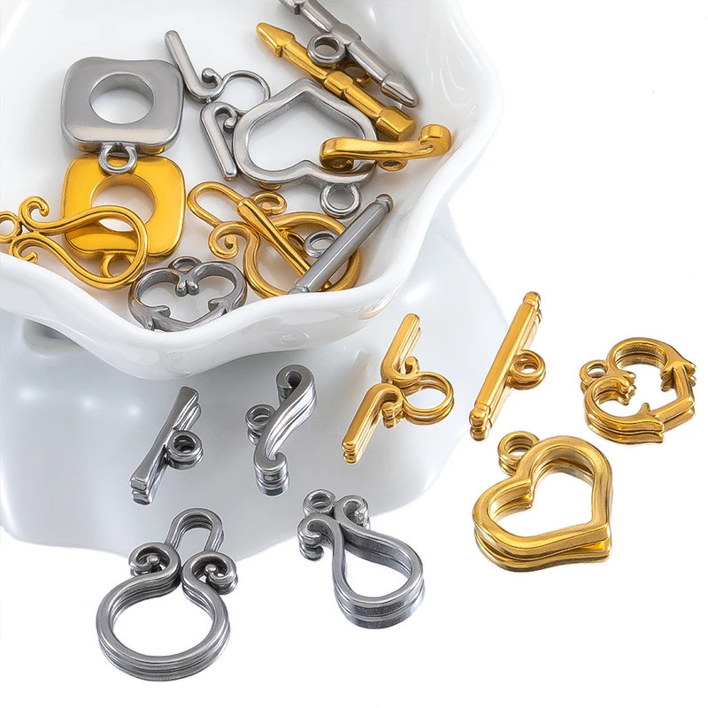 3เซ็ต/ล็อตสแตนเลสหัวใจOT Toggle Clasp Hookแหวนตัวเชื่อมต่อสําหรับDIYสร้อยคอสร้อยข้อมืออุปกรณ์เสริมเค