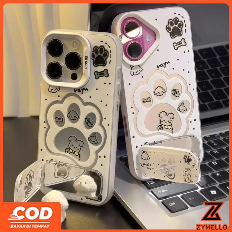 เหมาะสําหรับ OPPO Realme Note 60 Realme Note 50 หมายเหตุ 70 Realme C61 C75 C53 C51 C67 C65 C63 C61 C35 C55 น่ารักสีขาวลูกสุนัข paw ขาตั้ง IMD กันกระแทก TPU เคสโทรศัพท์