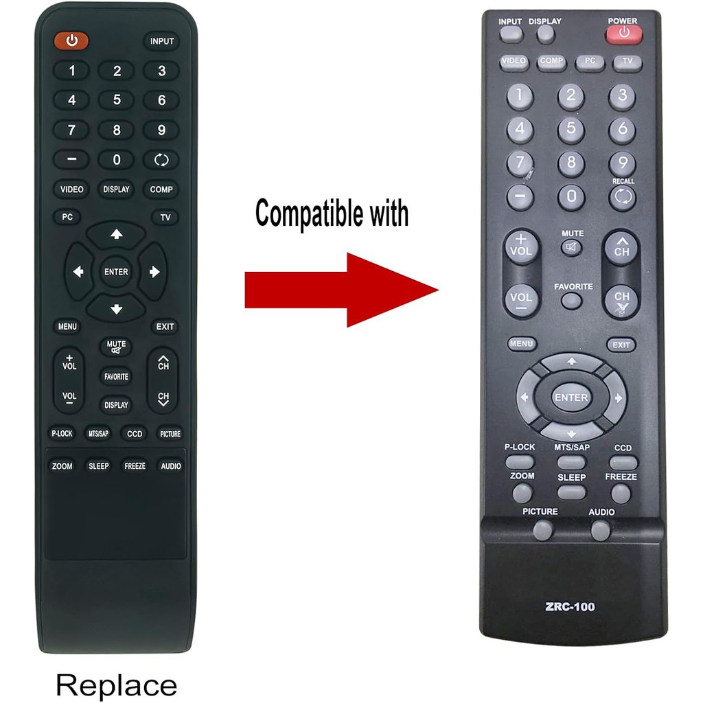 ZRC-100 เปลี่ยนรีโมทคอนโทรล fit สําหรับ Dynex TV DX-LCD32 DX-LCD37 098TRABD9NEDYA YW7Z