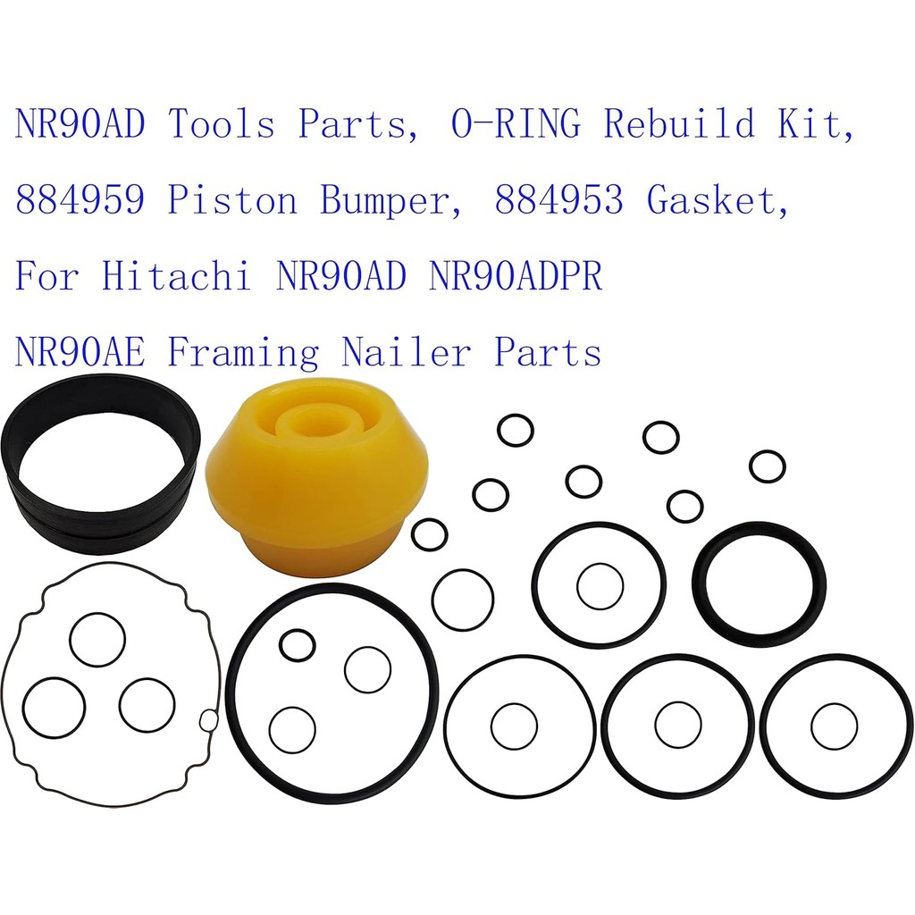 ชิ้นส่วนเครื่องมือ NR90AD, ชุดสร้างใหม่ O-RING, 884959 กันชนลูกสูบ, 884953 ปะเก็น, สําหรับ Hitachi N