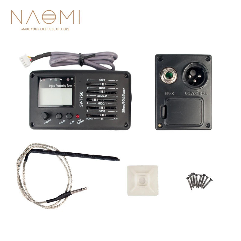 NAOMI กีตาร์ EQ SV-T750 5 Band EQ Equalizer กีตาร์ Pickup กีตาร์อะคูสติกเบส EQ Preamp W/ Digital Pro