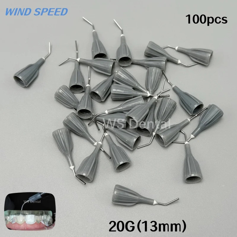 100pcs ทันตกรรมการจัดส่งเคล็ดลับ 20G 13 มม.กระแสเงินสดคอมโพสิตเรซิ่นสายพานลําเลียง Flowable Tip สีเท