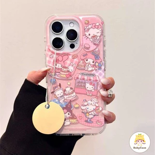 เคสไอโฟน 14 สำหรับ iPhone 11 16 12 15 13 Pro Max 16 14 15 Plus 12 13 15 16 Pro เค้กเมโลดี้เฮลโลคิตตี้สุดน่ารักปกใหม่ IMD