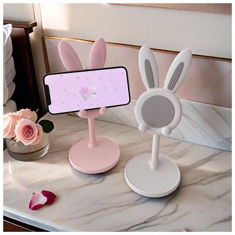 ที่วางโทรศัพท์กระต่าย ~ ins เดสก์ท็อปนักเรียนแบบปรับได้ยกได้ Lazy Home Selfie Live ชั้นวางรองรับ YY2