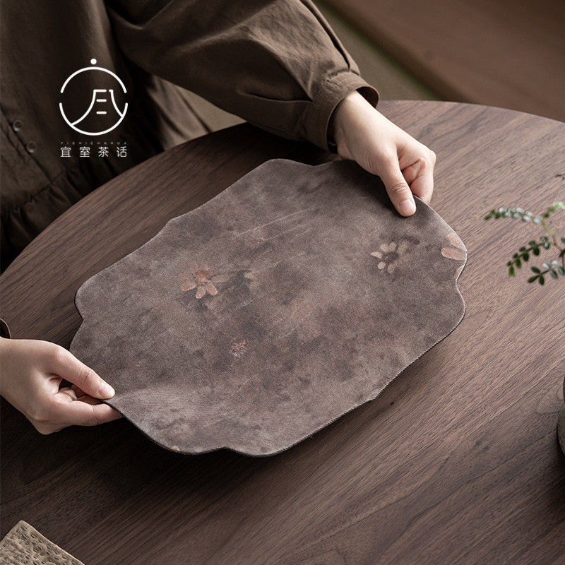 Yishi Ruyi - ผ้าปูโต๊ะน้ำชา กันน้ําและกันความร้อน สไตล์เรโทร สำหรับการชงชา