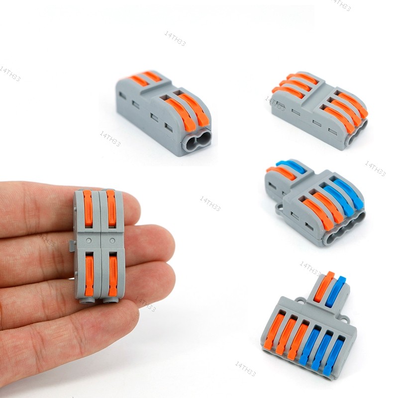 Universal 1 2 3 in 1 2 3 4 6 way Out Fast AC สายไฟเชื่อมต่อ Terminal Compact Splitter สายไฟ Push-in 