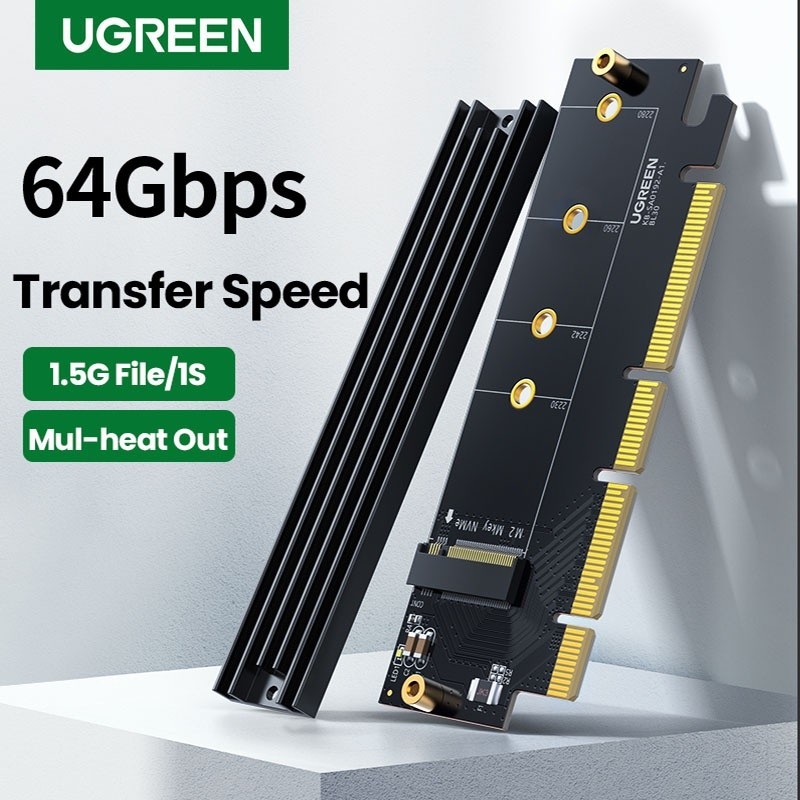 Ugreen PCIe converter ถึง M2 NVMe M.2 PCI Express 32GBPS PCI-E X4 / 8 /16 /16 M & B Key SSD การ์ดขยายการ์ด