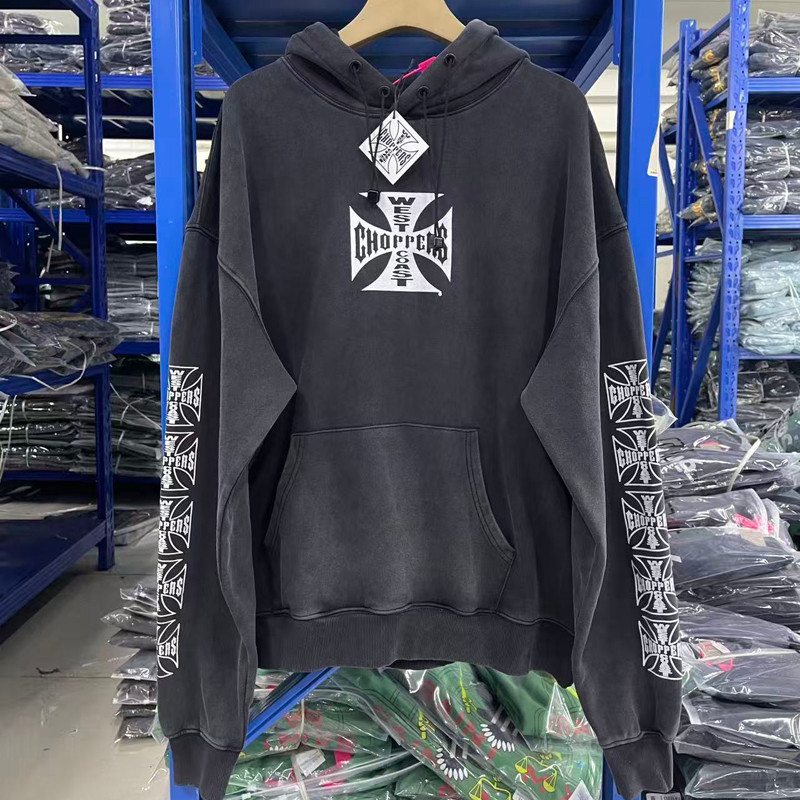 คู่สายรัดหมวก West Coast Choppers Hoodie ผู้ชายผู้หญิงข้ามพิมพ์ฤดูหนาวเสื้อ Vintage ล้างหลวม Pullovers เสื้อผ้า