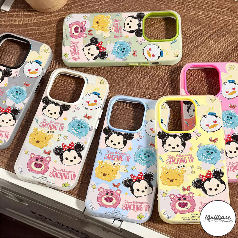สำหรับ IPhone 16 15 11 13 12 14 Pro Max 15 16 7 8 Plus XR X XS น่ารักการ์ตูนมิกกี้เมาส์ โลตโซ หมี  วินนี่พู กล่อง