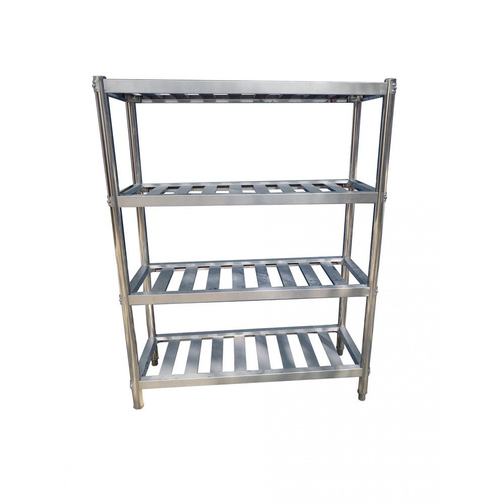 GlobalHouse CROWN ชั้นวางของสเตนเลส 4 ชั้น เจาะสลอต 120x50x155 ซม. S025-2/4LY สินค้าของแท้คุณภาพดี