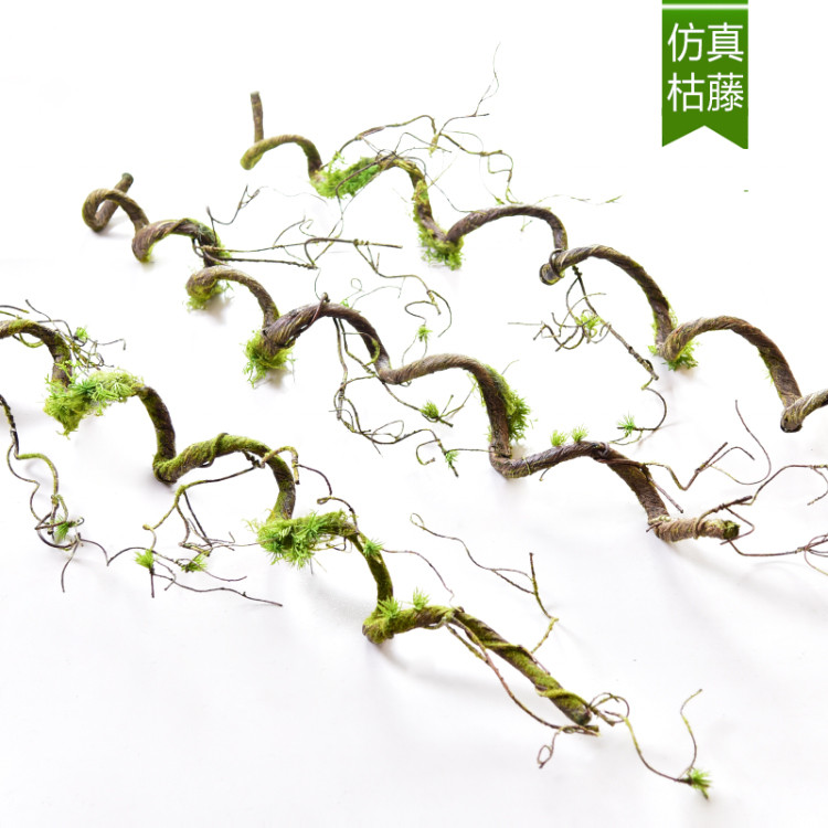 จําลองหวายตกแต่งต้นไม้ Vines Moss Vines Dead Vines ดอกไม้ปลอมสาขาพืชสีเขียวแห้งแขวนผนัง Landsca