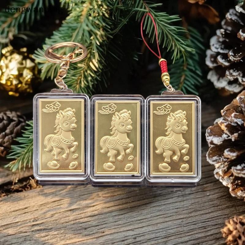 [DWP] พวงกุญแจเหรียญที่ระลึกราศีมาสคอตสร้างสรรค์ 2026 ปีม้างานฝีมือโลหะโซ่โทรศัพท์ของที่ระลึกปีใหม่中