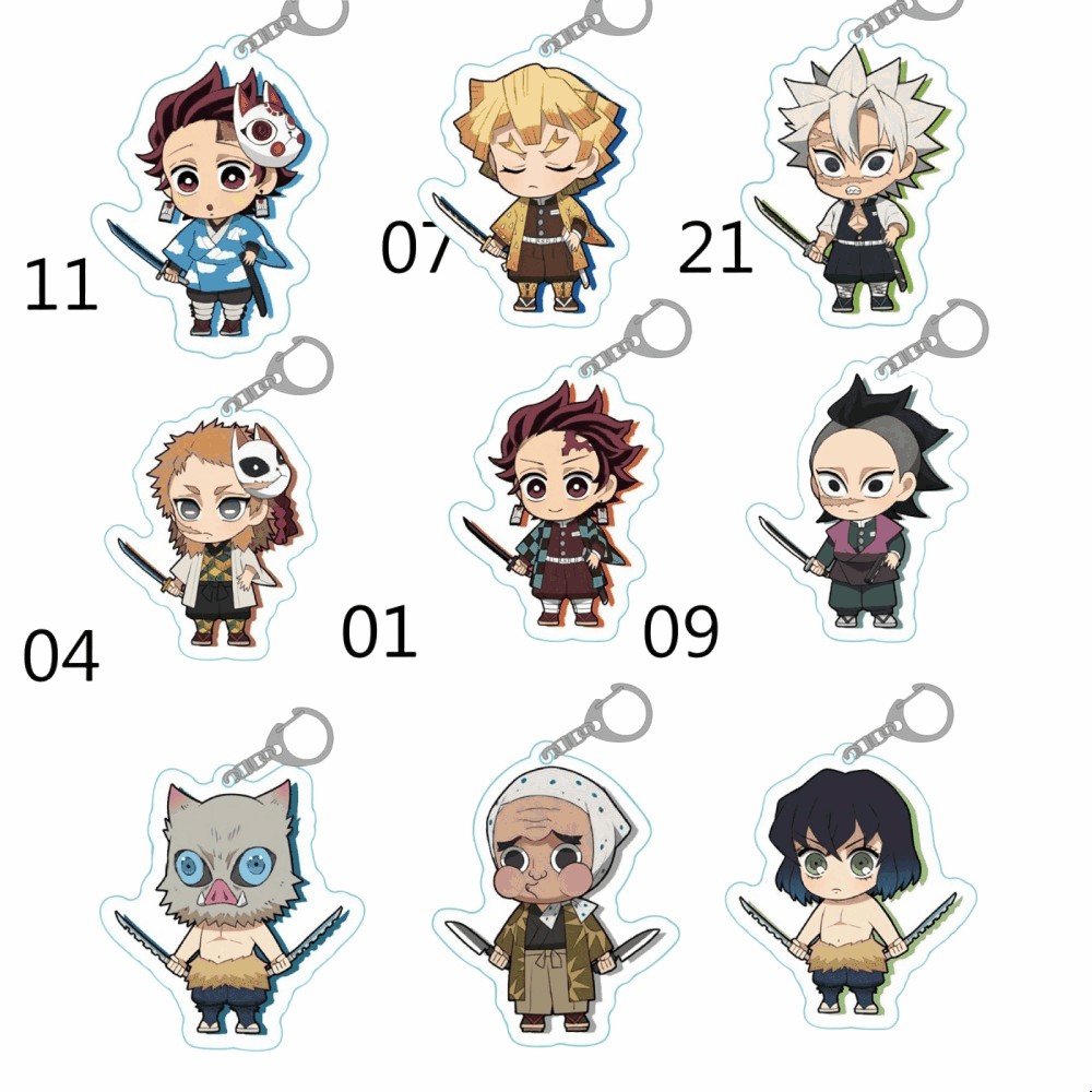 Hot Anime Demon Slayer พวงกุญแจสตรีอะนิเมะพวงกุญแจ Kimetsu ไม่มี Yaiba พวงกุญแจรูปการ์ตูน