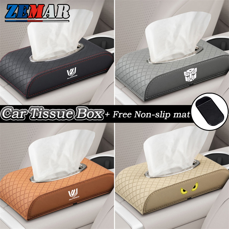 Toyota Alphard กล่องเนื้อเยื่อรถยนต์หนัง กล่องรองแขนรถยนต์ กล่องเนื้อเยื่อ กล่องเก็บเนื้อเยื่อสกัด A