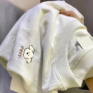 🌷ChillTee🌷เสื้อสีดํา เกาหลีสไตล์ เสื้อน่ารักOversize ผ้าCOTTONลาย "PNXZ" เสื้อคอกลม ทรงหลวมT-shirtส่งจากไทยunisex【COD】
