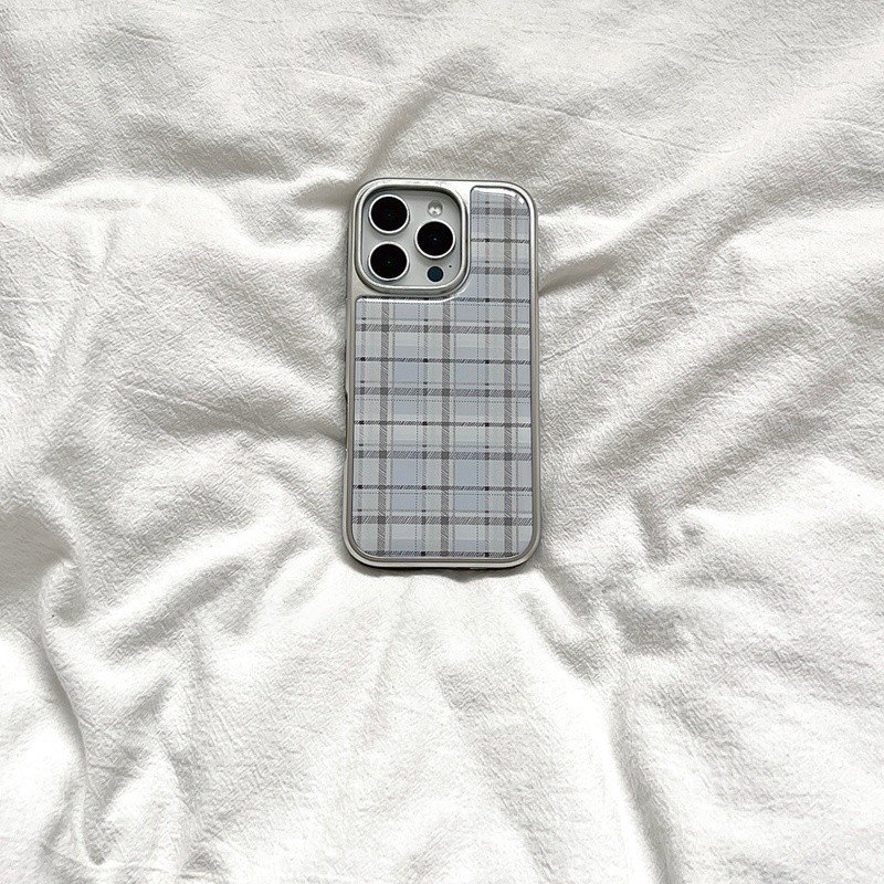 สีฟ้าลายสก๊อตเคสโทรศัพท์Drop-ResistantสําหรับiPhone 16 Promax 15 Promax 11 12 13 14plus 15plus 16e 16plus 15pro