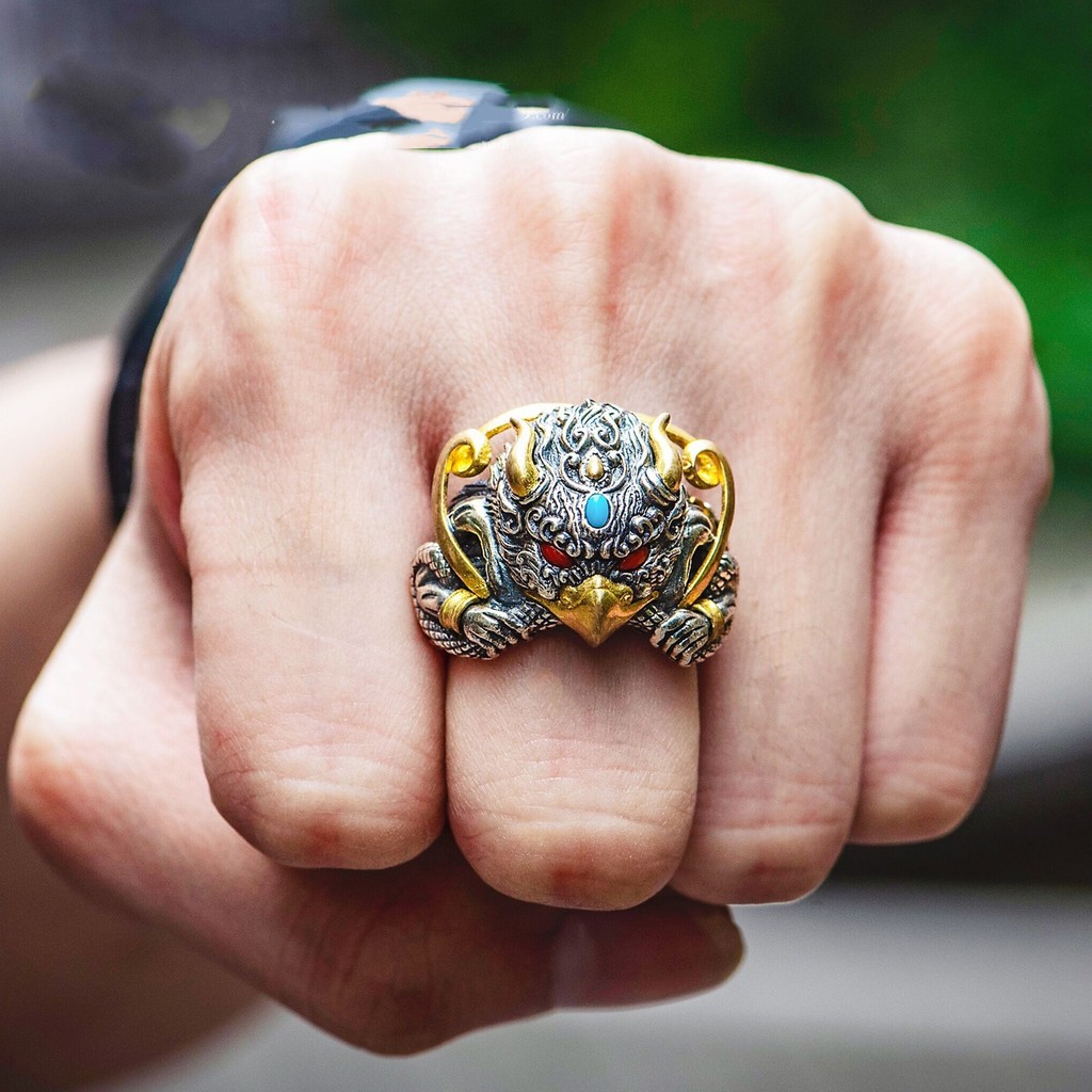 แหวนเงินแท้ไทย Golden Wings Dapeng Bird Ring ดีไซน์เรโทร เพียบพร้อมด้วยพลอยธรรมชาติ