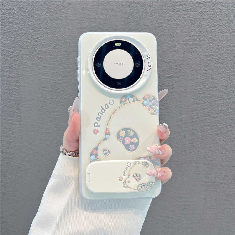 น่ารัก Panda สําหรับ Xiaomi 17T 15T 14T 13T 12T 17 Pro max 15 14 13 12 12S Ultra 10S 10 11 Lite 5G NE กระจกขาตั้งปลอก