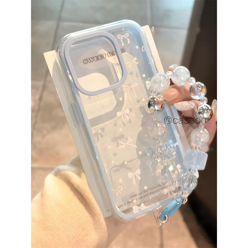 Glitter Star Bow เหมาะสําหรับ 16promax เคสโทรศัพท์ iPhone15 สไตล์ใหม่ 16 เคสป้องกัน 13 ผู้หญิง 14pro รวมทุกอย่างกันกระแทก 15pro พร้อมโซ่