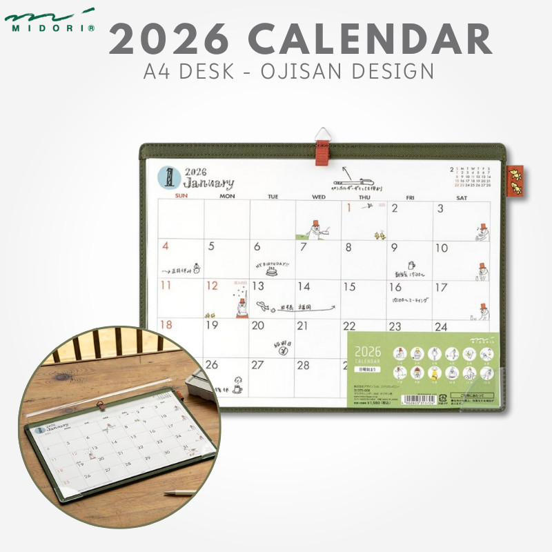 Midori 2026 Desk Calendar A4 - Ojisan design 31370006