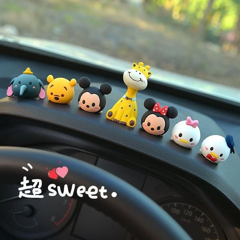 เครื่องประดับรถยนต์ตกแต่งภายในคอนโซลกลางรถน่ารักตุ๊กตาดิสนีย์เครื่องประดับตกแต่งแห้งของขวัญ