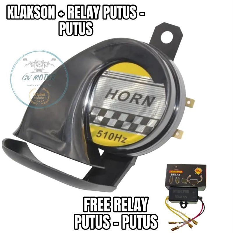 (ฟรี RELAY BREAK HORN - BREAK) SINGLE SNAIL HORN WATERPROOF COVER 12 VOLT MOTORCYCLE PACKAGE ฟรี REL