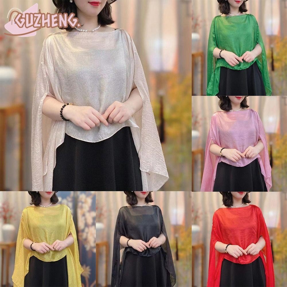 CAPE ชีฟองสีบริสุทธิ์สำหรับผู้หญิง เหมาะสำหรับชุดราตรียามค่ำคืนและเป็นผ้าคลุมไหล่