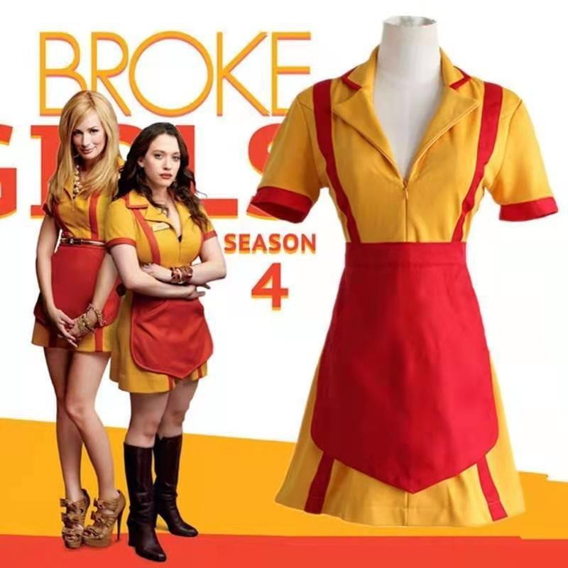 2 Broke Girls Max Black Caroline Channing คอสเพลย์เครื่องแต่งกาย V2UU