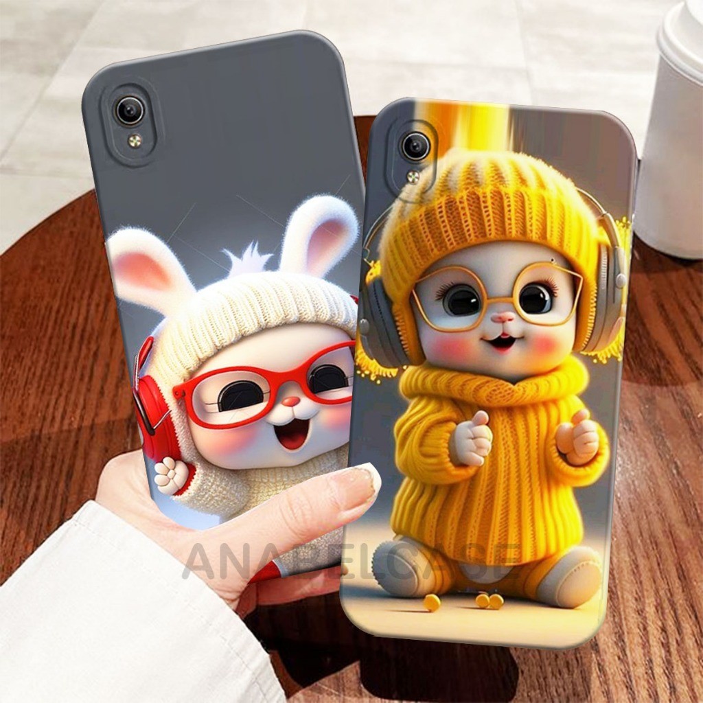Softcase Vivo Y91C Y1S Y19 Y71 Y71i Y81 Y83 Y53 Old Unique Cute Rabbit Motif - เคส Oppo - เคสโทรศัพท