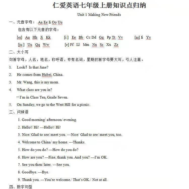 Ren Ai Edition Junior High School English Seven Eight Nine Grade 789 เล่ม 2 จุดความรู้ สรุปบทสรุปทบท