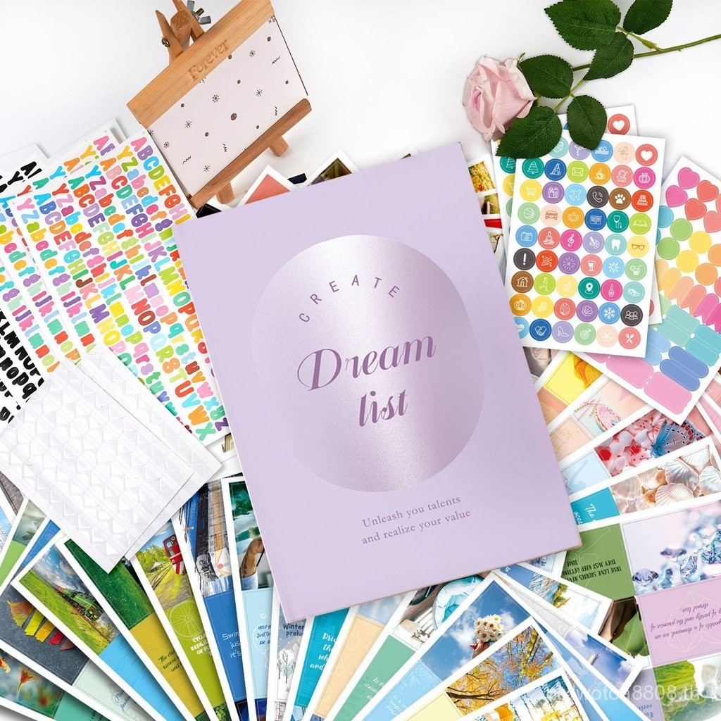 Vision Board Book Set แรงบันดาลใจ Dream Clipping Card Letter สติกเกอร์ DIY คู่มือ Vision Collage Boo
