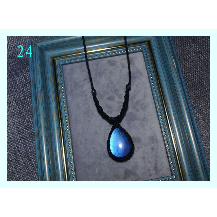 ผลิตโดย Sunny Days Handmade macrame ทอ Natural Moonstone Gold Obsidian Etc Semi-Precious Stone Clavi