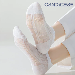🧦【CSND】ถุงเท้าสตรีสีพื้นบาง สั้นตัดตื้น เนื้อตาข่าย ระบายอากาศดี ใส่สบาย ไม่เหม็นอับ ใส่ได้ทุกวัน เหมาะกับอากาศร้อน