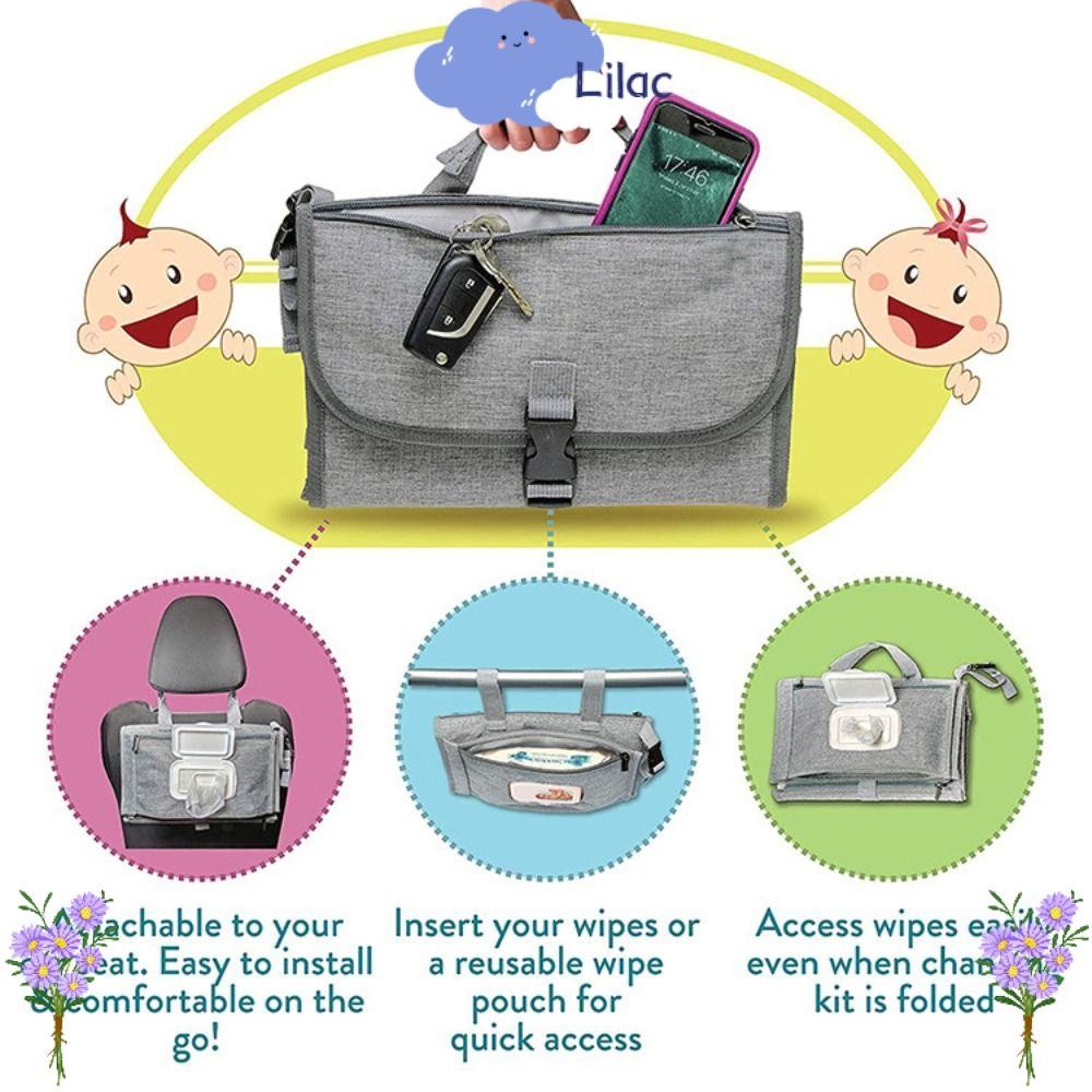 LILAC แผ่นรองเปลี่ยนผ้าอ้อม Baby Essentials Travel Changing Station 2 in 1 กระเป๋าผ้าอ้อม