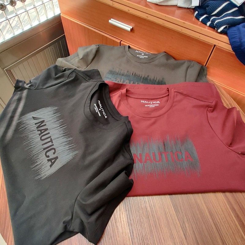 เสื้อยืดแขนสั้นพิมพ์ลาย Nau.tica สําหรับผู้ชายเทรนด์