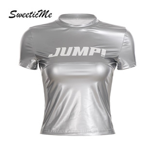 SweeticMe T-Shirt แฟชั่นเกาหลีสไตล์ดารา หนังแท้สำหรับผู้หญิง