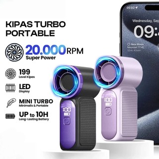 High speed Kipas Mini  LED Strong Portable Wind 100 Gear Wind Speed Kipas Angin Adjustable Turbo Kipas Tangan High Speed 20000RPM untuk Olahraga Luar Ruangan