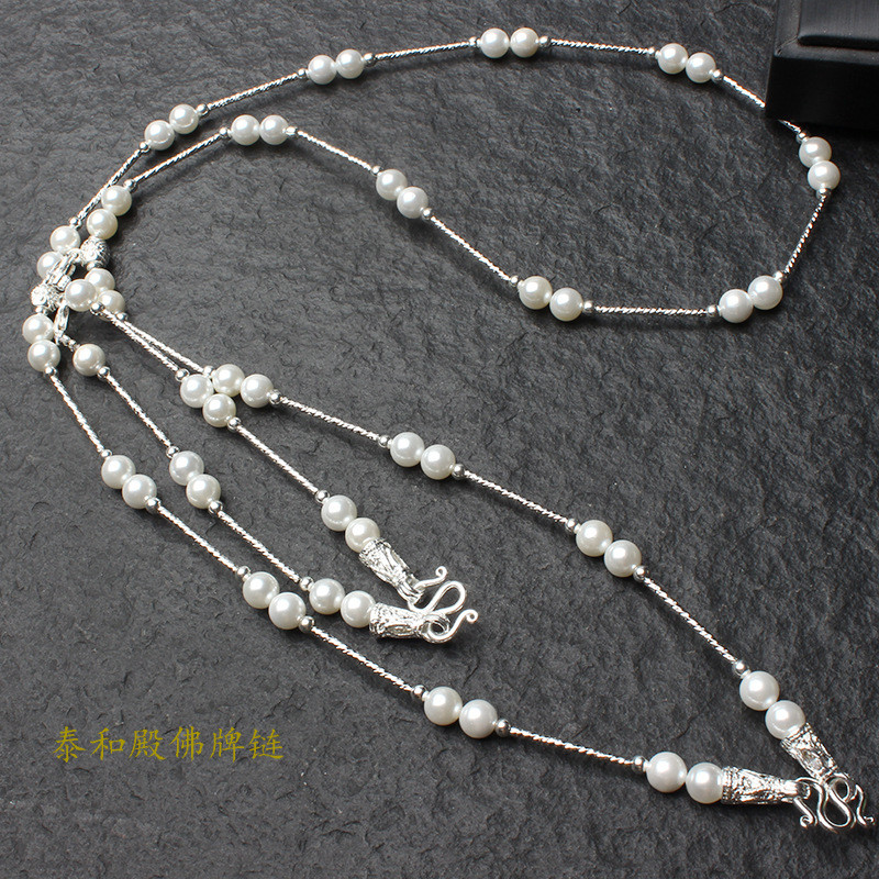 Taijia Original Design Amulet Chain ประเทศไทย Amulet Chain แขวนคู่เลียนแบบ Pearl Amulet Chain Retro 