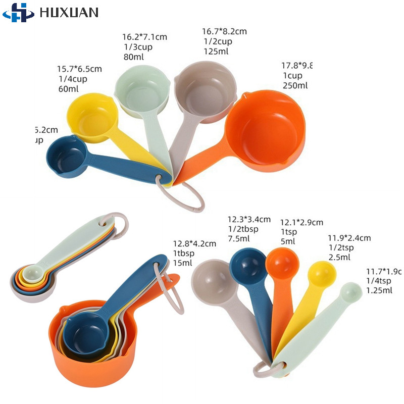 Plastic Colorful Measuring Cup/Spoon 5 or 10piece Set With Graduated Measuring Spoon Baking Powder M