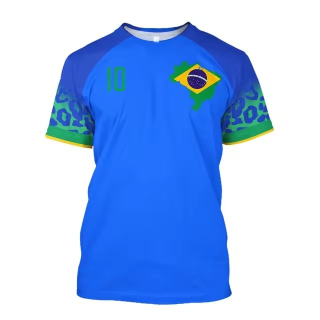 Brazil Jersey 3d การพิมพ์ดิจิตอลผู้ชายเสื้อยืด O-คอสั้นแขนเสื้อ Harajuku การ์ตูน