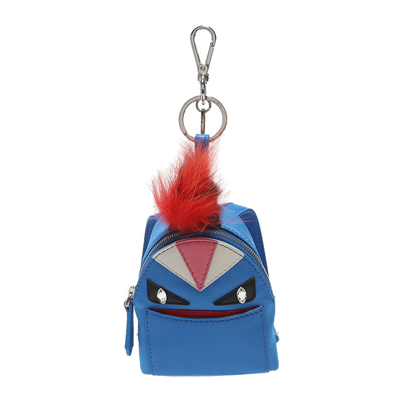 Fendi Fendi Ladies Fabric Sheepskin Little Monster กระเป๋าใส่เหรียญจี้พวงกุญแจหลายสีเสริม