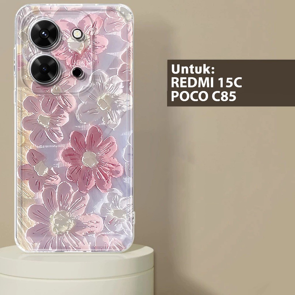 พรีเมี่ยม GLOSSY CLEARCASE COMPATIBLE SOFTCASE CASING สําหรับ REDMI 15C และ POCO C85 4G / 5G MOTIF P