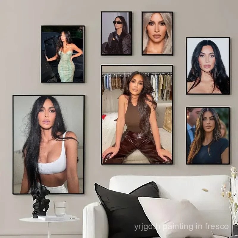 ภาพวาดผ้าใบเซ็กซี่ของ Kim Kardashian สำหรับการตกแต่งบ้านและห้องนั่งเล่น