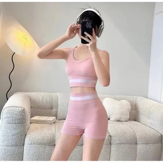 Fairy ชุดออกกำลังกาย ชุดเล่นโยคะ-ฟิตเน็ต เสื้อ+กางเกง สปอร์ตบรามีฟองน้ำในตัว ผ้าใส่สบาย #YJNSYK2