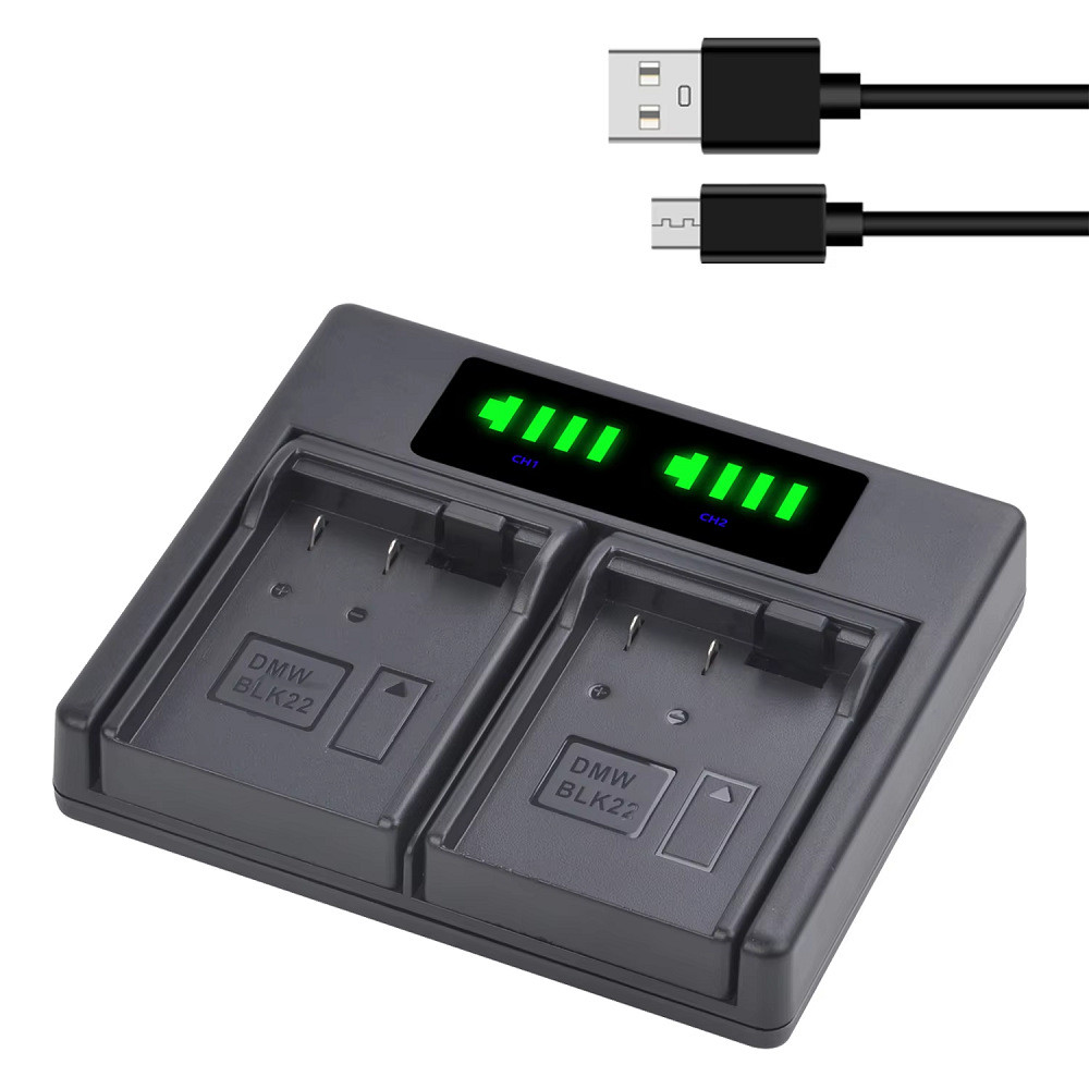 DMW-BLK22双充充电器适用于松下DMW-BLK22电池LUMIX DC-S5相机