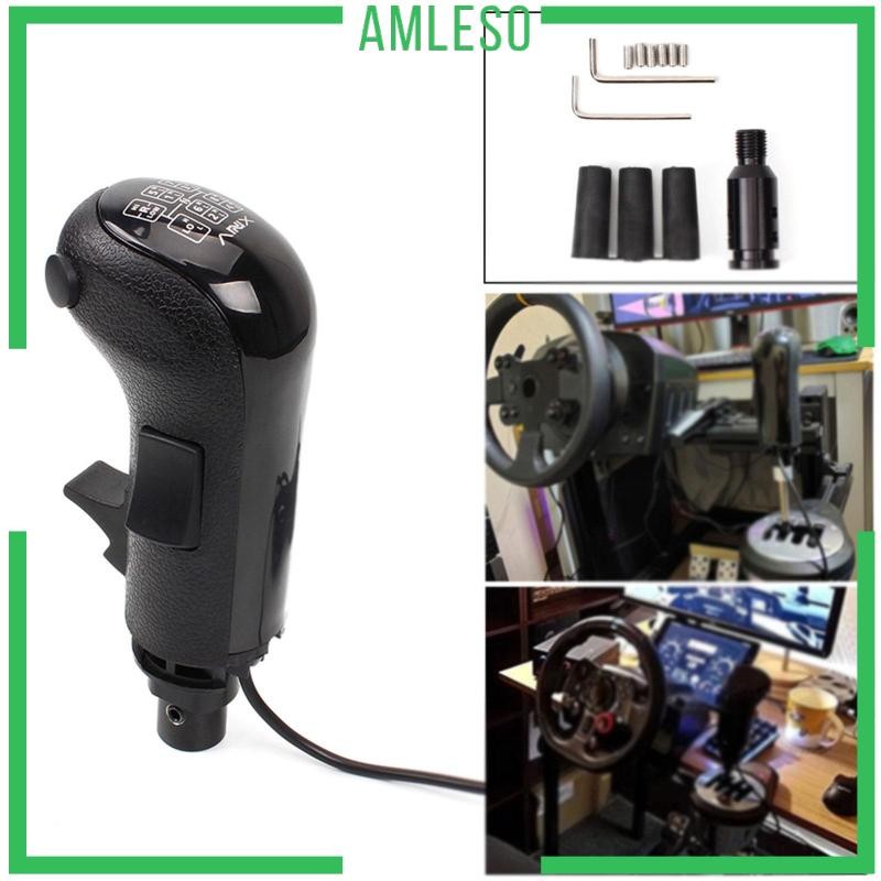 [Amleso] USB Truck Simulator Shifter เปลี่ยนของขวัญพวงมาลัยที่เข้ากันอุปกรณ์เสริมหัวเกียร์สีดําสําหร