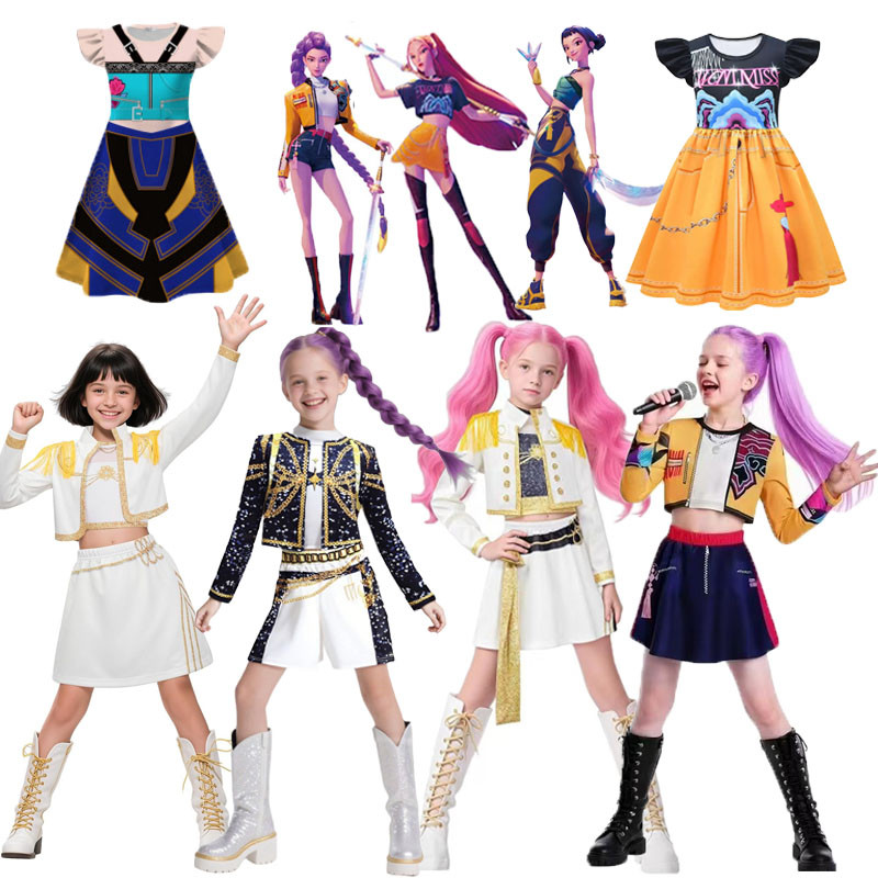 ชุดฮาโลวีน ฮาโลวีน เด็ก เครื่องแต่งกายcosplay Kpop แม่มด Hunters สำหรับเด็กฮาโลวีน zoy mira rumi