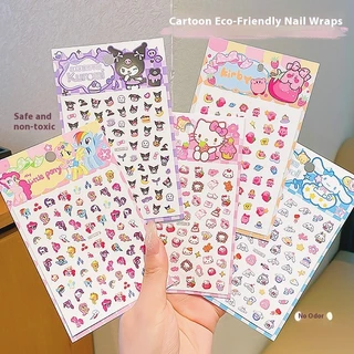 สติ๊กเกอร์ติดเล็บ Kuromi น่ารักสําหรับเด็กผู้หญิง, ชุดแต่งเล็บ DIY สมัครง่าย, สติ๊กเกอร์ติดเล็บของขวัญปาร์ตี้
