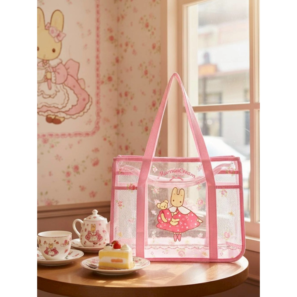 🛍 สายแบกที่จริงใจ กระเป๋าสะพายไหล่ pvc จัมโบ้ ขนาด 38×29×16 cm มีซิปปิดกันของตก ด้านในมีช่องด้านข้างใส่กระติกได้